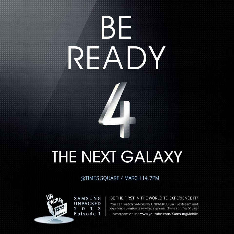 Samsung invites everyone to to watch Galaxy S4 Unpack event via Livestream at Times Square