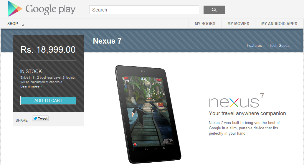 32GB Nexus 7 launched on Indian Play Store for Rs. 18,999