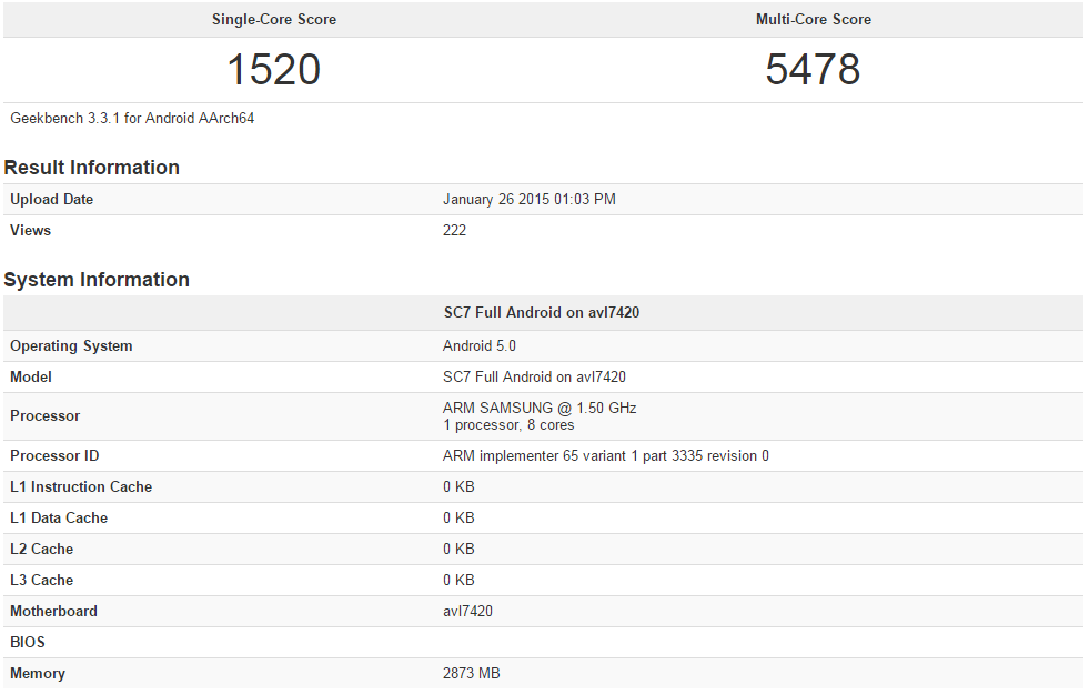 Galaxy S6 bound Exynos 7420 benchmarks available