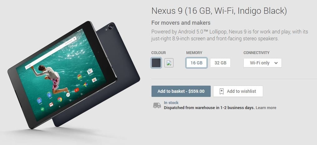 Google Nexus 9 and Chromecast now selling through Play Store in New Zealand and Taiwan