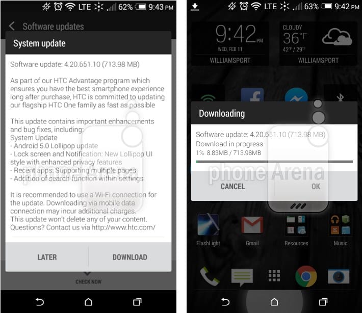 HTC One M8 Lollipop OTA