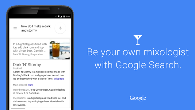 Google Search now shows you how to mix a Cocktail drink!