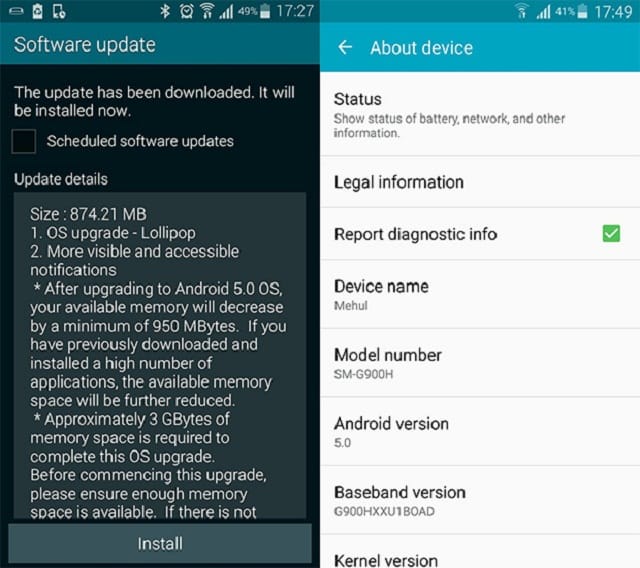 Samsung Galaxy S5 Likely Receives Android 5.0 Lollipop Update in India