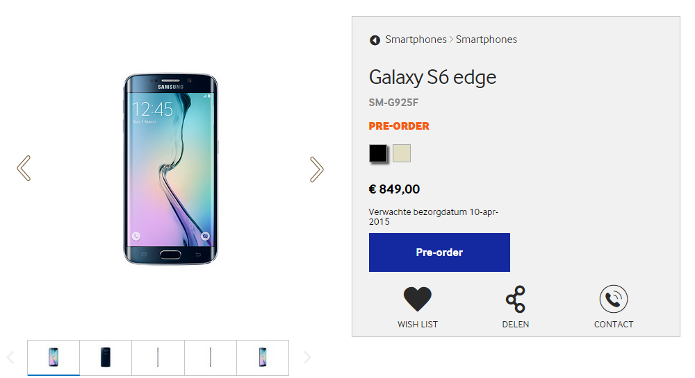 Samsung Galaxy S6 Edge price set at €849, goes on pre-order in Europe