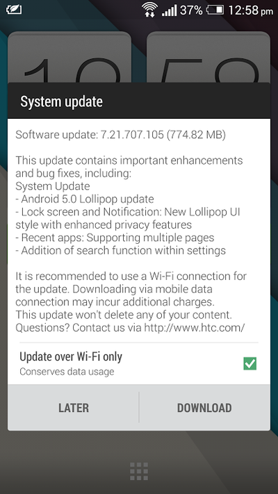 HTC One M7 Receives Lollipop Update in Select Asian Markets