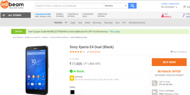 Sony Xperia E4 Dual Goes On Sale in India for Rs 11,605