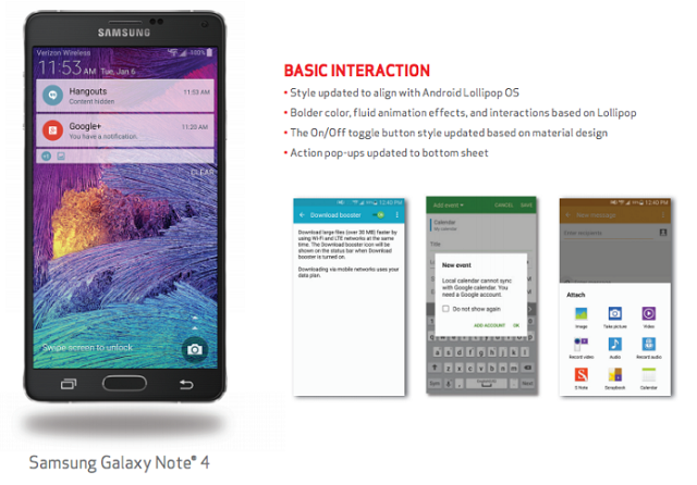 Verizon Galaxy Note 4 Receives Android 5.0 Lollipop Update