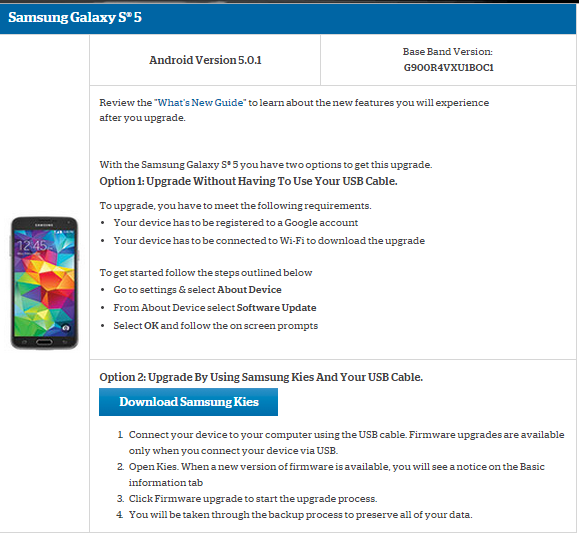 US Cellular Rolls Out Android 5.0.1 Lollipop to Samsung Galaxy S5