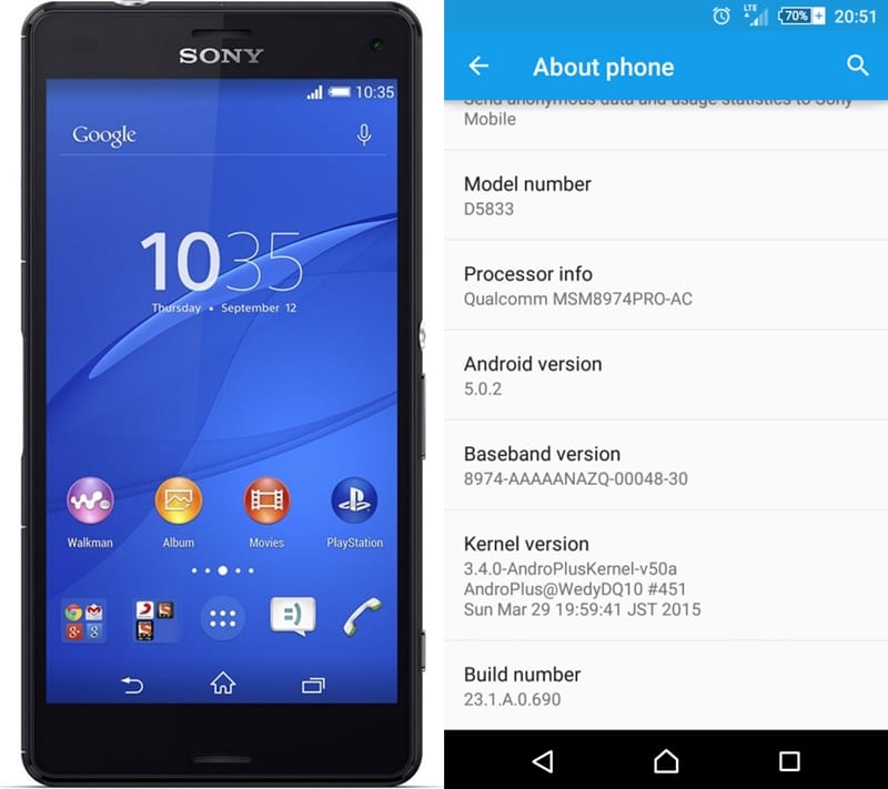 Get the Lollipop update for Sony Xperia Z3 Compact D5833