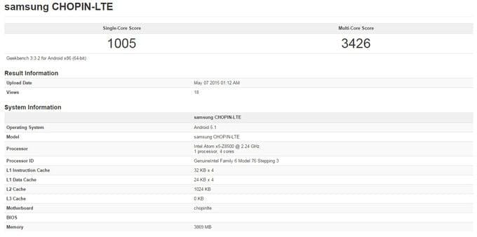 Samsung tablet spotted on Geekbench, rumored to be the elusive Galaxy Tab S2