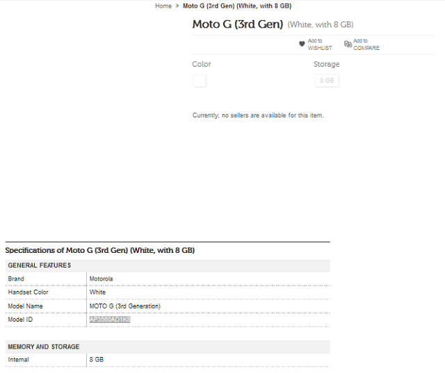 Third Generation Motorola Moto G Flipkart Listing Reveals Some Specs