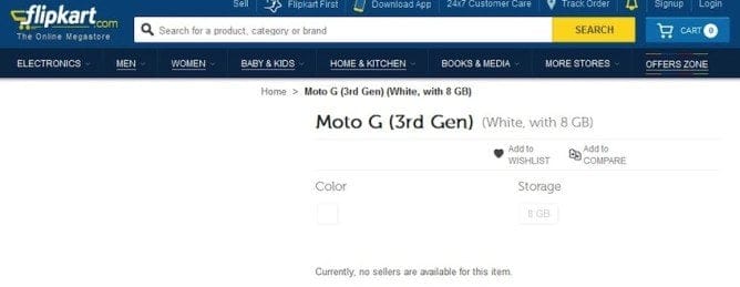 Flipkart publishes and removes 3rd gen Moto G page, device may follow soon