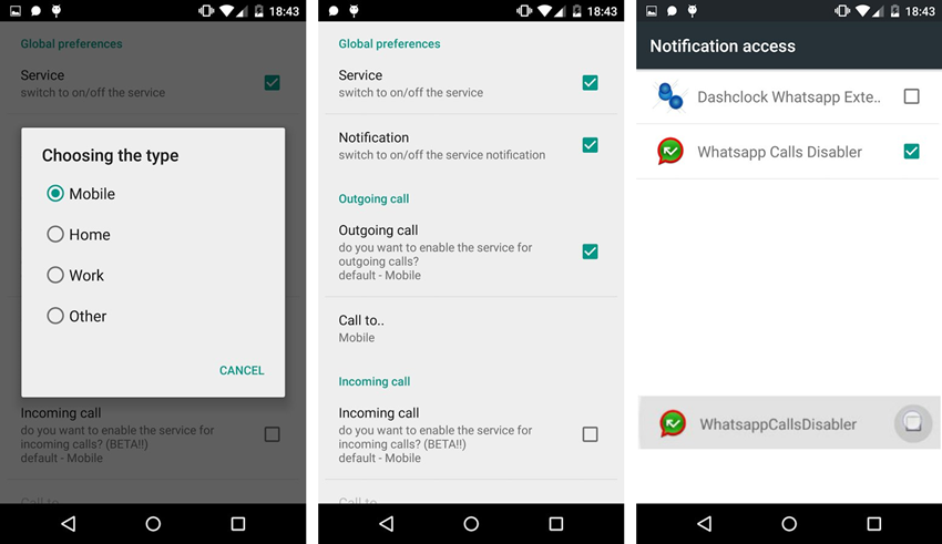 Disable Whatsapp Calls Application allows you to forbid the irritating Whatsapp Calls