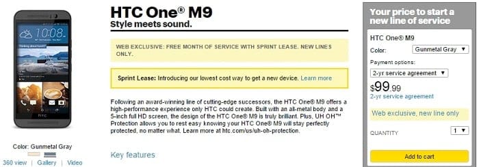 Sprint sells HTC One M9 for $99.99 on contract