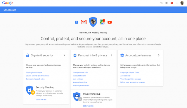 Google Launches My Account Page with Security and Privacy Settings