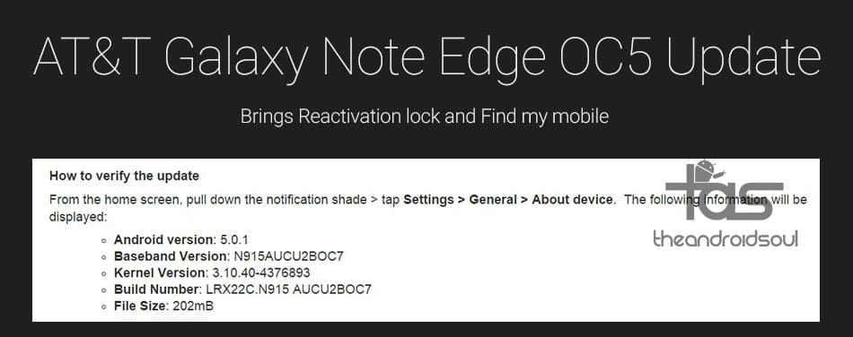 AT&T Galaxy Note Edge also receives new update (OC7), not Android 5.1 though!