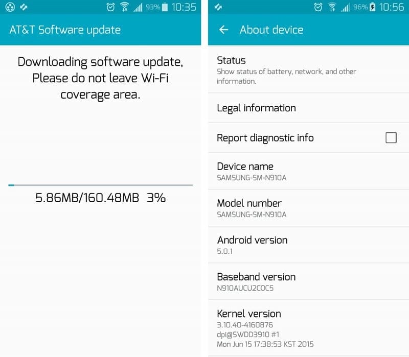 AT&T Galaxy Note 4 gets new update OC5, not 5.1 yet!