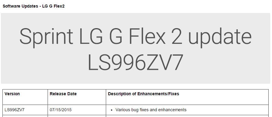 LS996ZV7: New OTA update rolling for Sprint LG G Flex 2!