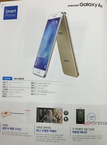 Samsung Galaxy A8 brochure leaks revealing complete specifications and features