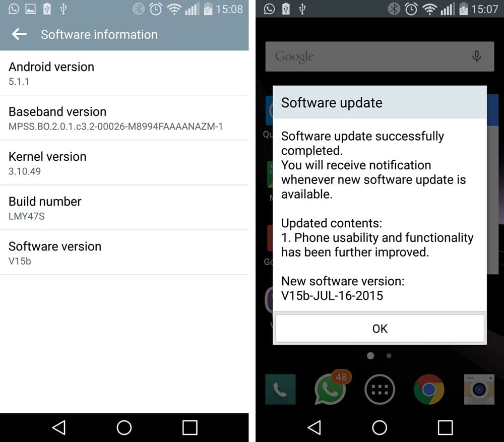 LG G Flex 2 in Singapore receives v15b OTA update