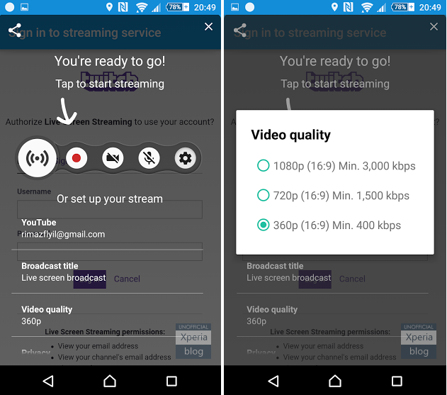 Live screen streaming app from Sony lets you broadcast from your Xperia device to Twitch and YouTube