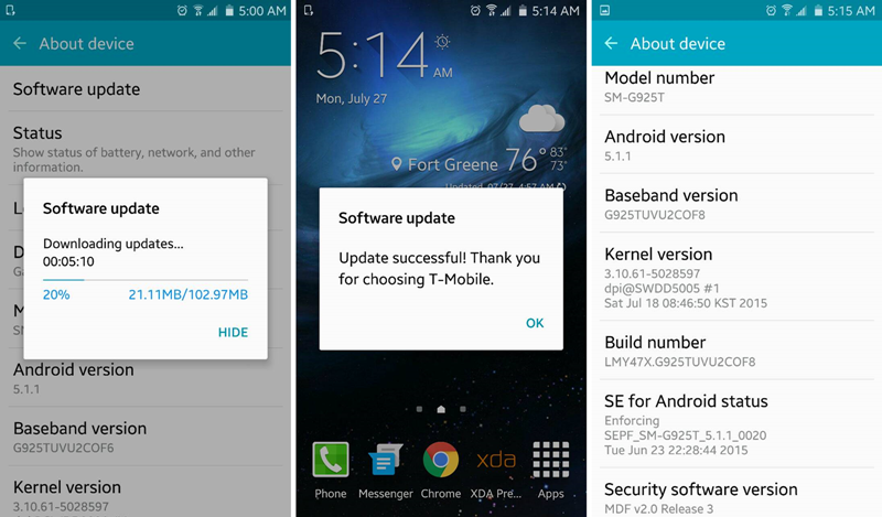 T-Mobile Galaxy S6 Edge OF8 OTA update