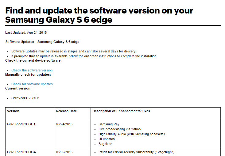 OH1 update for Sprint Galaxy S6 and S6 Edge brings Samsung Pay, live Yahoo broadcasting and high quality audio for Samsung headsets!