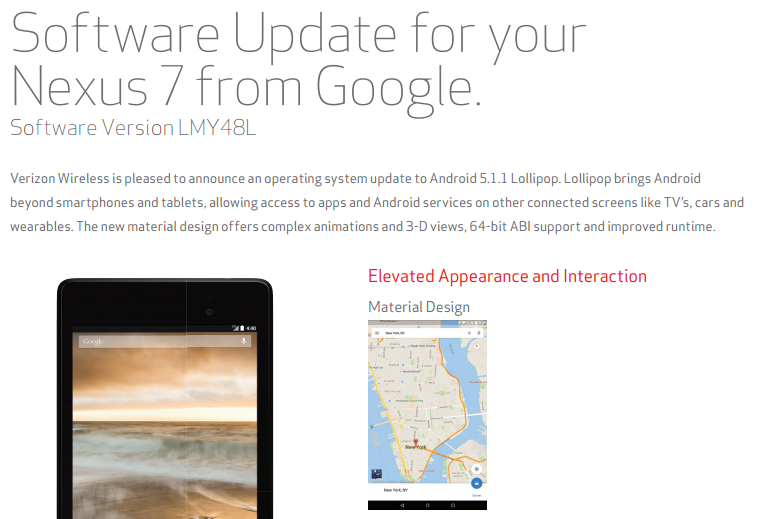 Verizon Nexus 7 receives Android 5.1.1 update in build LMY48L