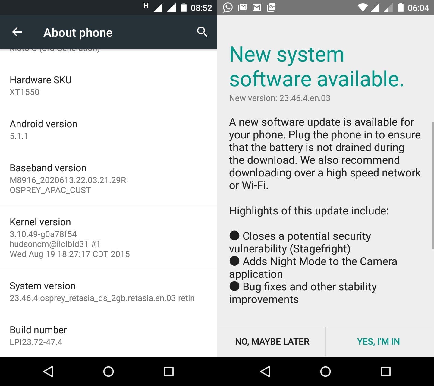 New software update for Moto G 3rd Gen with build LPI23.72-47.4 is out!