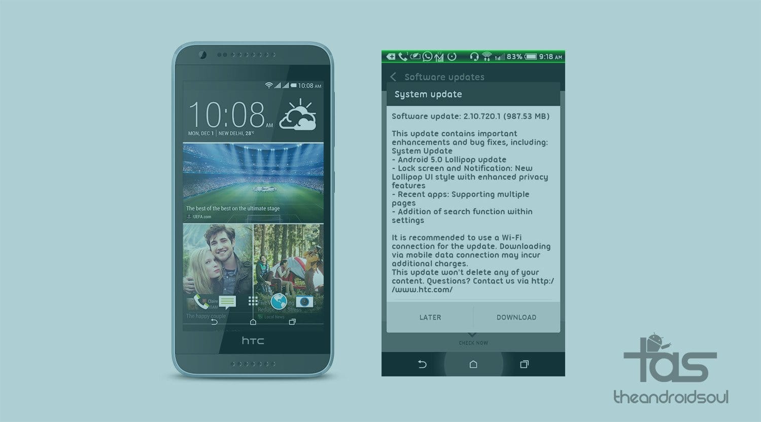 [OTA Download] HTC Desire 820 Dual SIM gets Android 5.0 Lollipop update in India today!