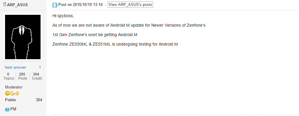 Asus Zenfone 4, 5 and 6 won’t get Marshmallow update!