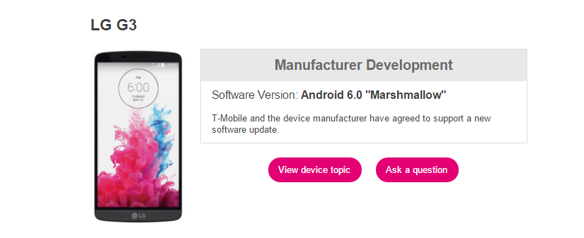 T-Mobile LG G3, G4 and G Stylo Marshmallow update confirmed, no release details yet though