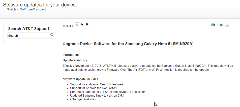 Not Marshmallow but new update rolling out for AT&T Galaxy Note 5 (build G920AUCU1AOJ1)