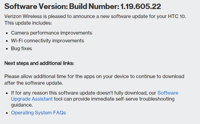 htc 10 verizon update