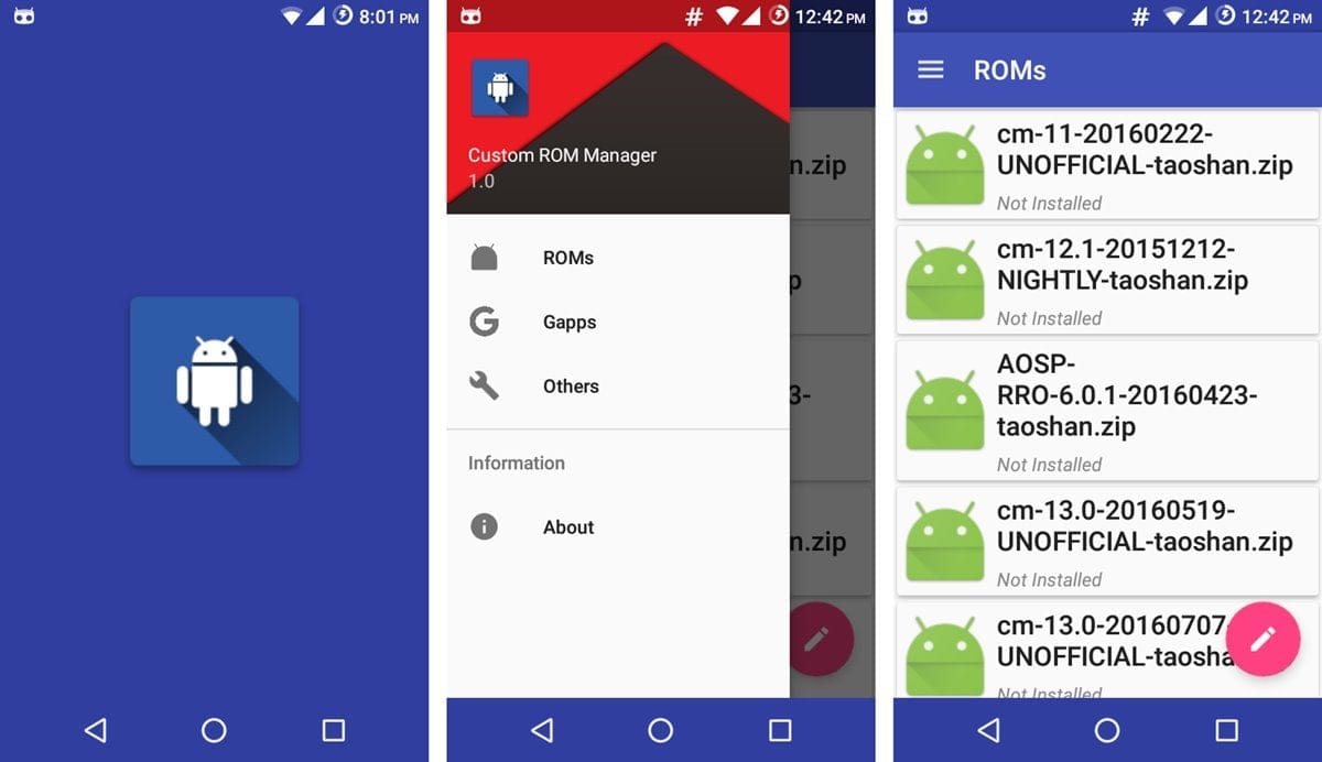 Manage your Custom ROMs, Gapps and other Recovery flashable zip files automatically with Custom ROM Manager