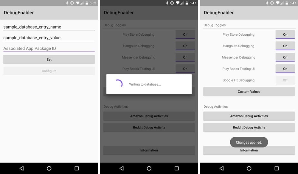 Enable debugging Settings on Google apps like Play Store, hangouts, etc. with DebugEnabler