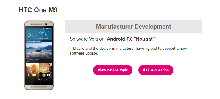 one m9 Nougat T-Mobile
