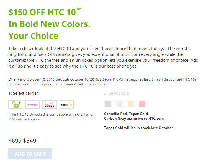 HTC 10 Deal: Buy one and get another HTC device free