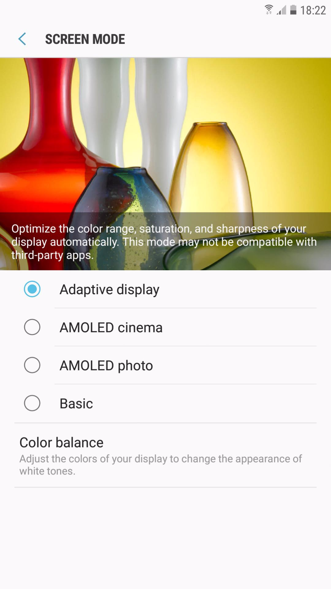 Galaxy S7 Nougat Beta adds Color balance option to Adaptive display mode