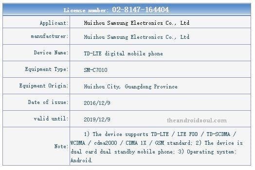 Galaxy C7 Pro release rumored for January 21