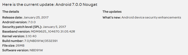 AT&T Nexus 6 receiving an OTA update with January security patch, build NBD91W