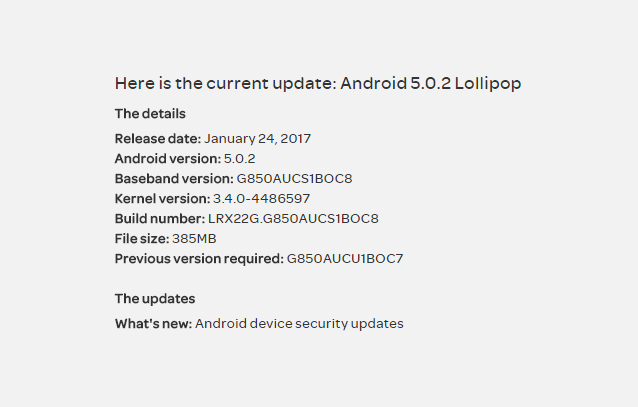 AT&T Galaxy Alpha gets an OTA update with December security patch, build G850AUCS1BOC8