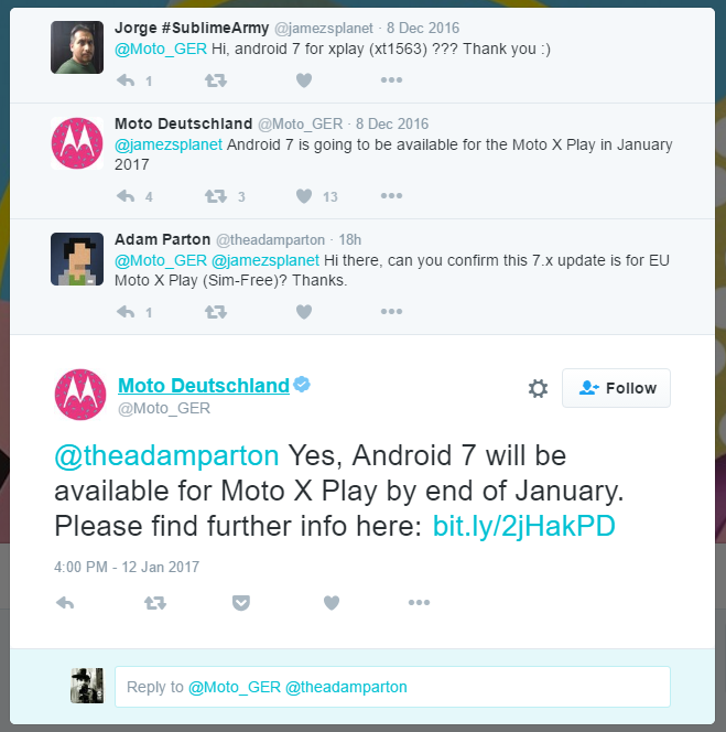 Confirmed: Moto X Play Nougat update to come by January end