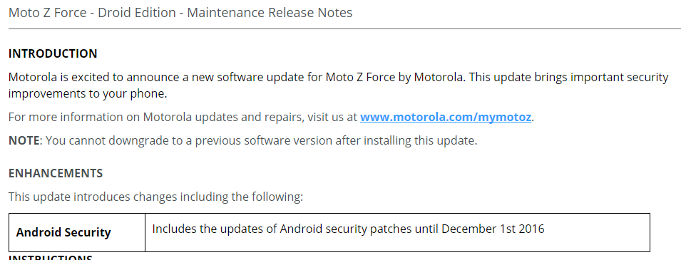 Moto Z Force Droid receive December security patch in USA