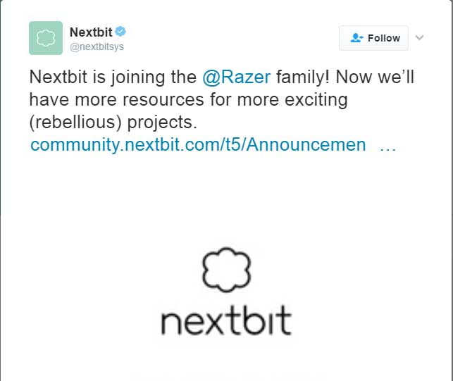 Razer aquires Nextbit, the company behind first cloud based smartphone