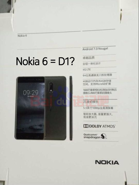 Nokia 6 specs leak out along with image