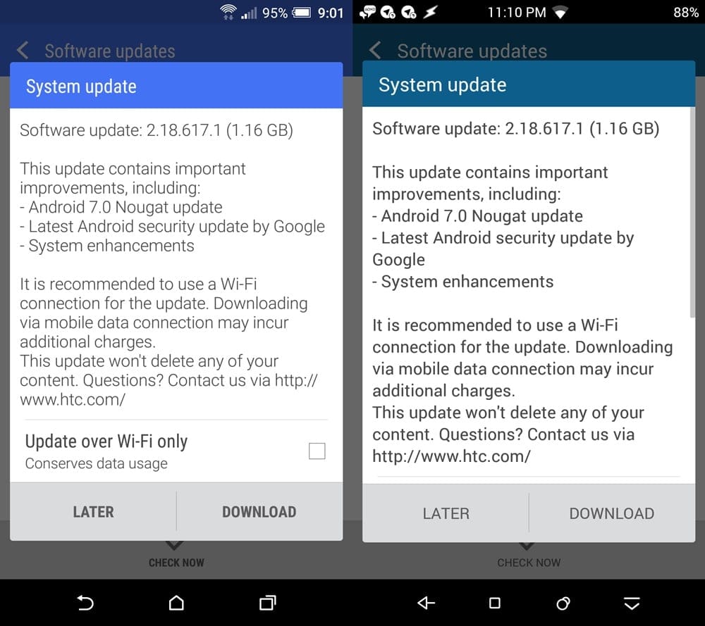 Download HTC One A9 Nougat update OTA 2.18.617.1 [Android 7.0]