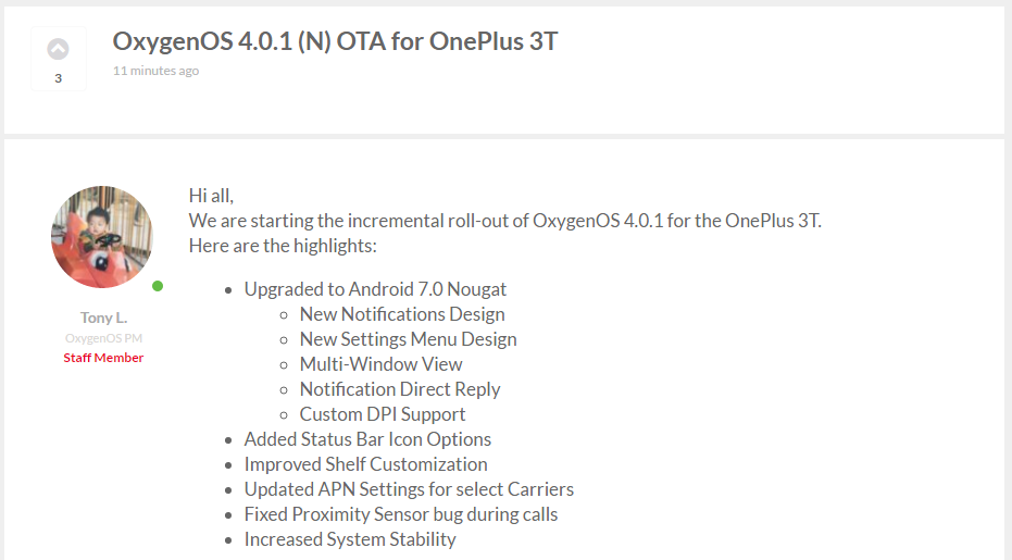 OnePlus 3T gets OxygenOS 4.0.1 update, with help on Play Store fix