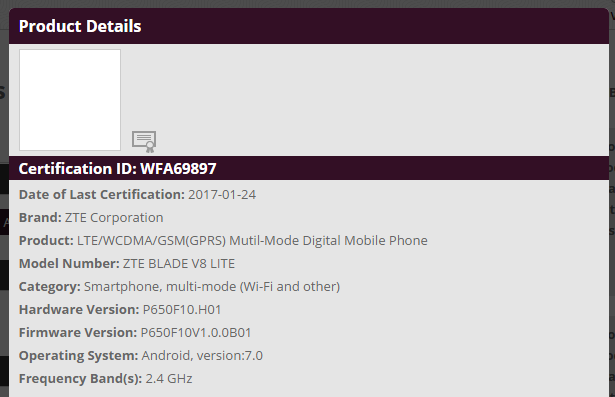 ZTE Blade V8 Lite might release soon, gets certified by WiFi alliance