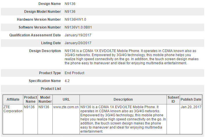 ZTE N9136 planned for release soon, reaches Bluetooth SIG